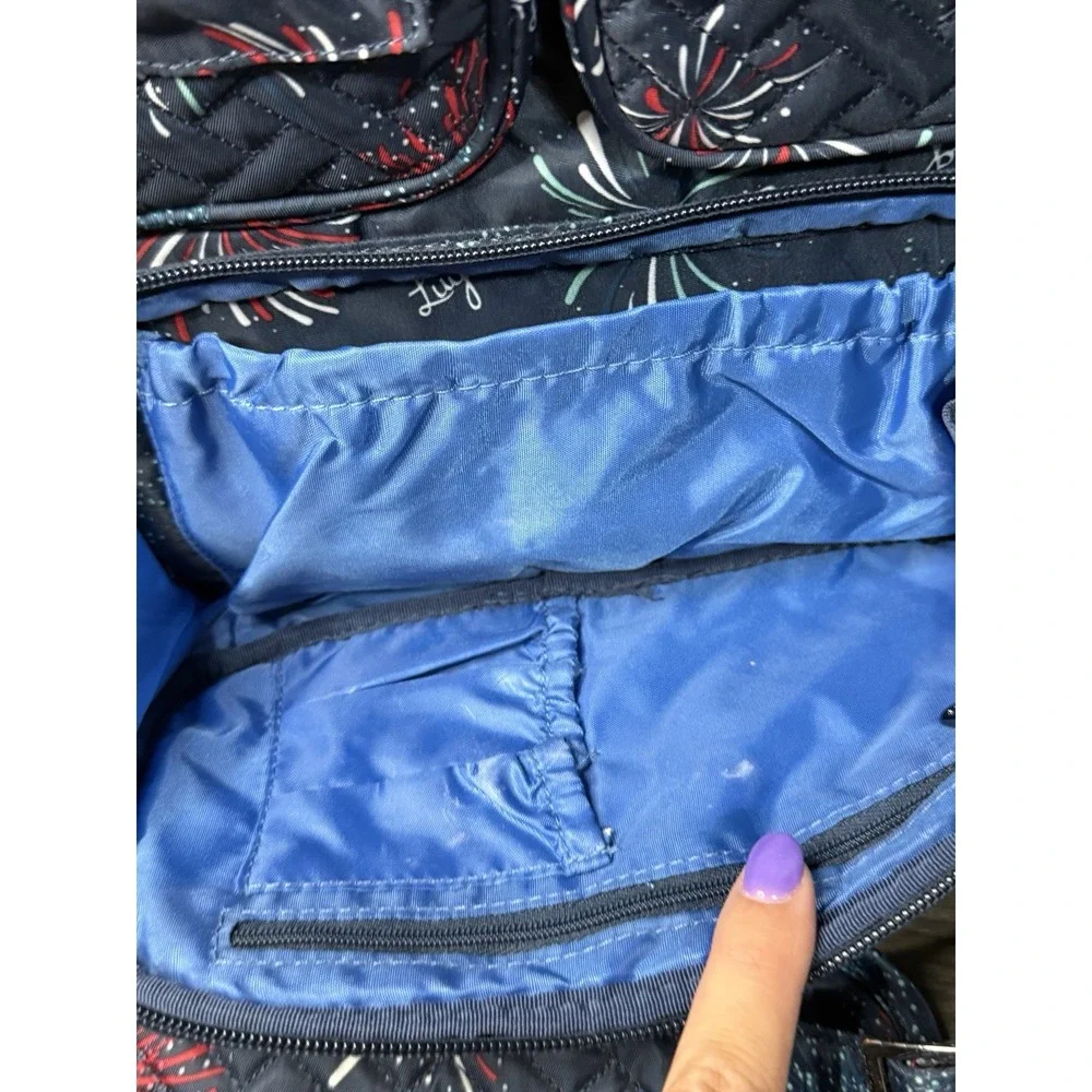 Lug Mini Puddle Jumper Backpack Navy Blue Fireworks Double Handle Purse Bag